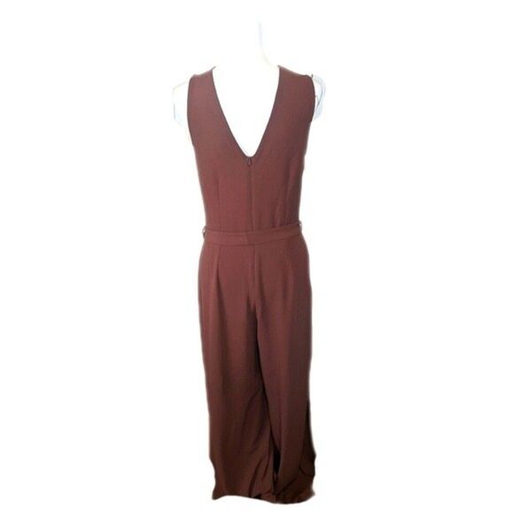 5/$55 - Monteau Los Angeles dusty rose crepe poly/spandex sleeveless jumpsuit L - Picture 3 of 5